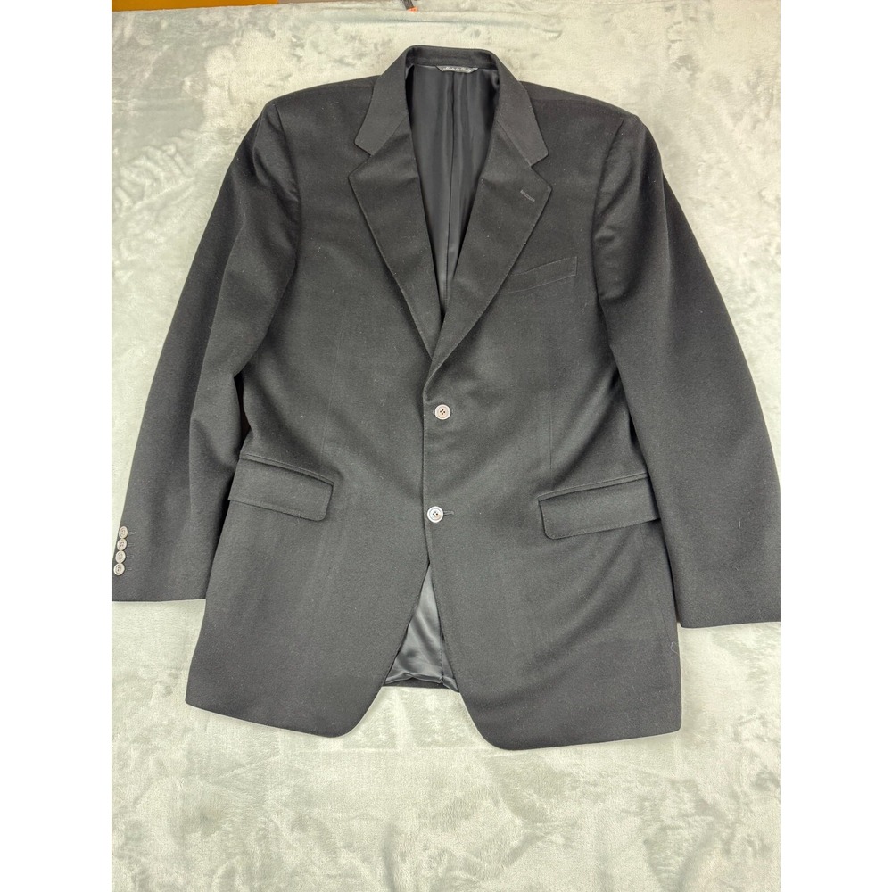 Canali Suit Jacket Mens 46L Long Black Virgin Wool Italy Blazer Blue Label - Picture 3 of 16